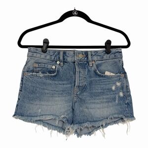 NWT Button Fly Distressed Women's Denim Jean Shorts The Free People 25 Festival